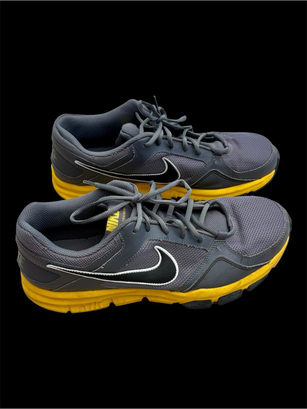 Nike Gray and Yellow Mesh Athletic Sneakers